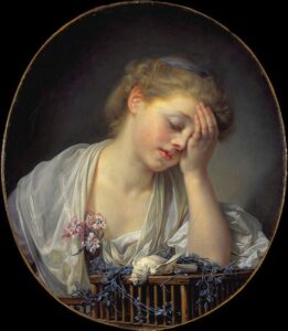 Lire la suite à propos de l’article GREUZE, JEUNE FILLE PLEURANT SON OISEAU MORT